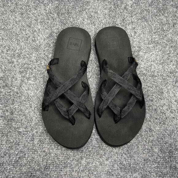 Teva Olowahu Flip-Flop Sandals Women's 8 Black Athletic Beach Recovery Toe Post - Picture 3 of 12